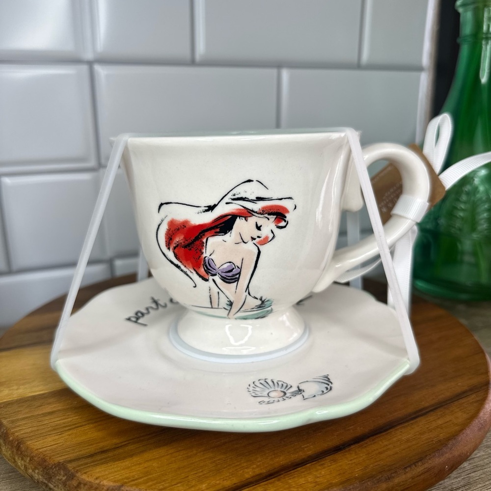 Rae Dunn x Disney Princess Ariel Ceramic Teacup and Saucer